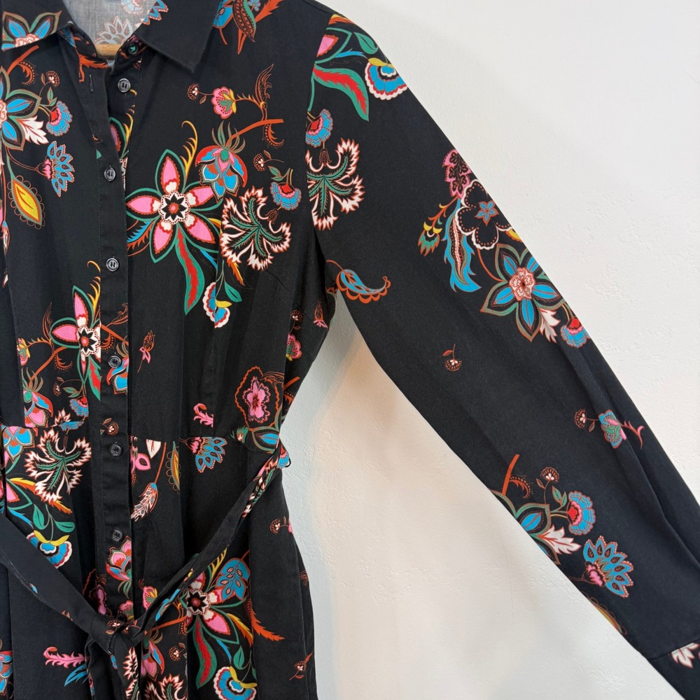 Boden Black Floral Midi Shirt Dress - Picture 6 of 14